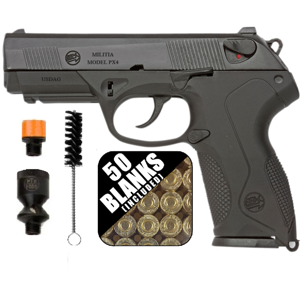 Militia Model PX4 Semi-Auto Front Firing 9mm Blank Non-Gun Pistol Prop (NEW)