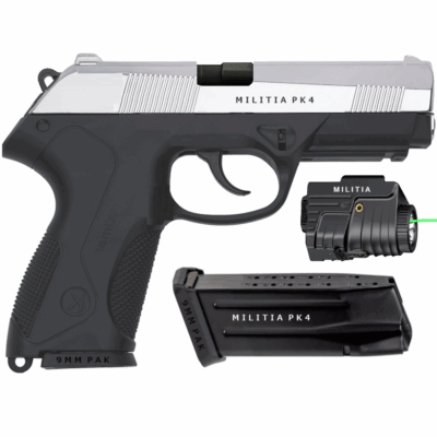 Militia PK4 Semi-Auto Front Firing 9mm Blank Gun (Nickel)