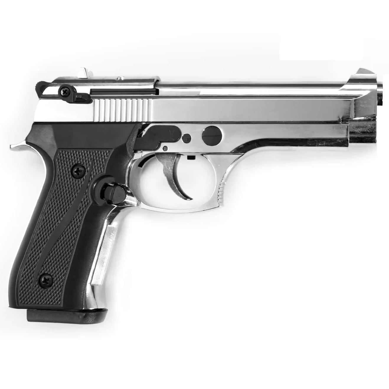 Model 92F Full-Auto 9mm Blank Non-Gun Prop Pistol Nickel